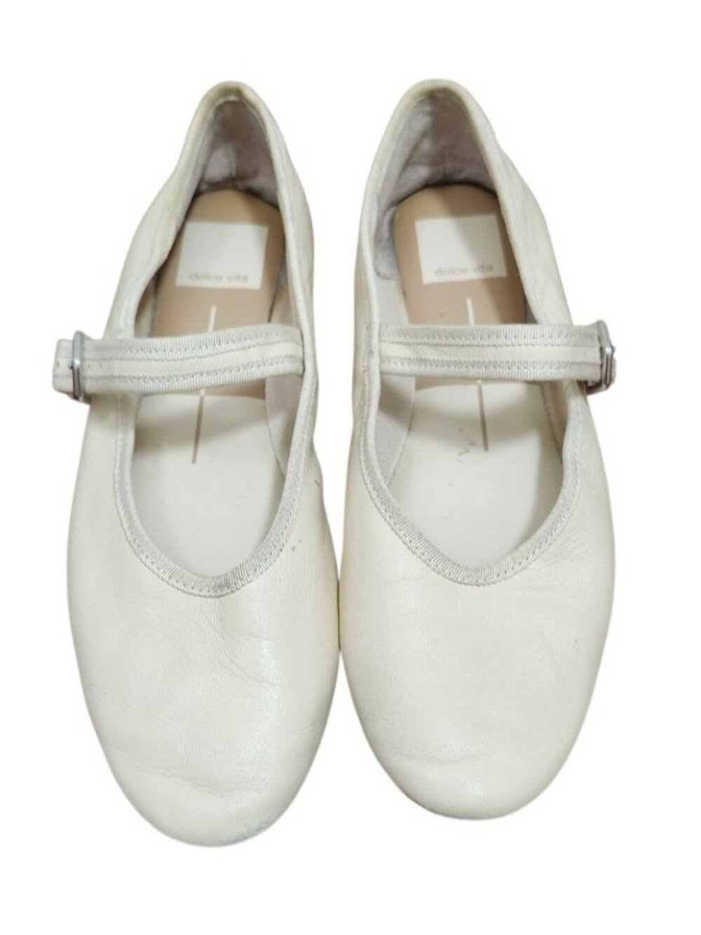 Dolce Vita White Leather Mary Jane Flats Womens Size 6.5 Buckle Strap Ballet - Picture 2 of 11